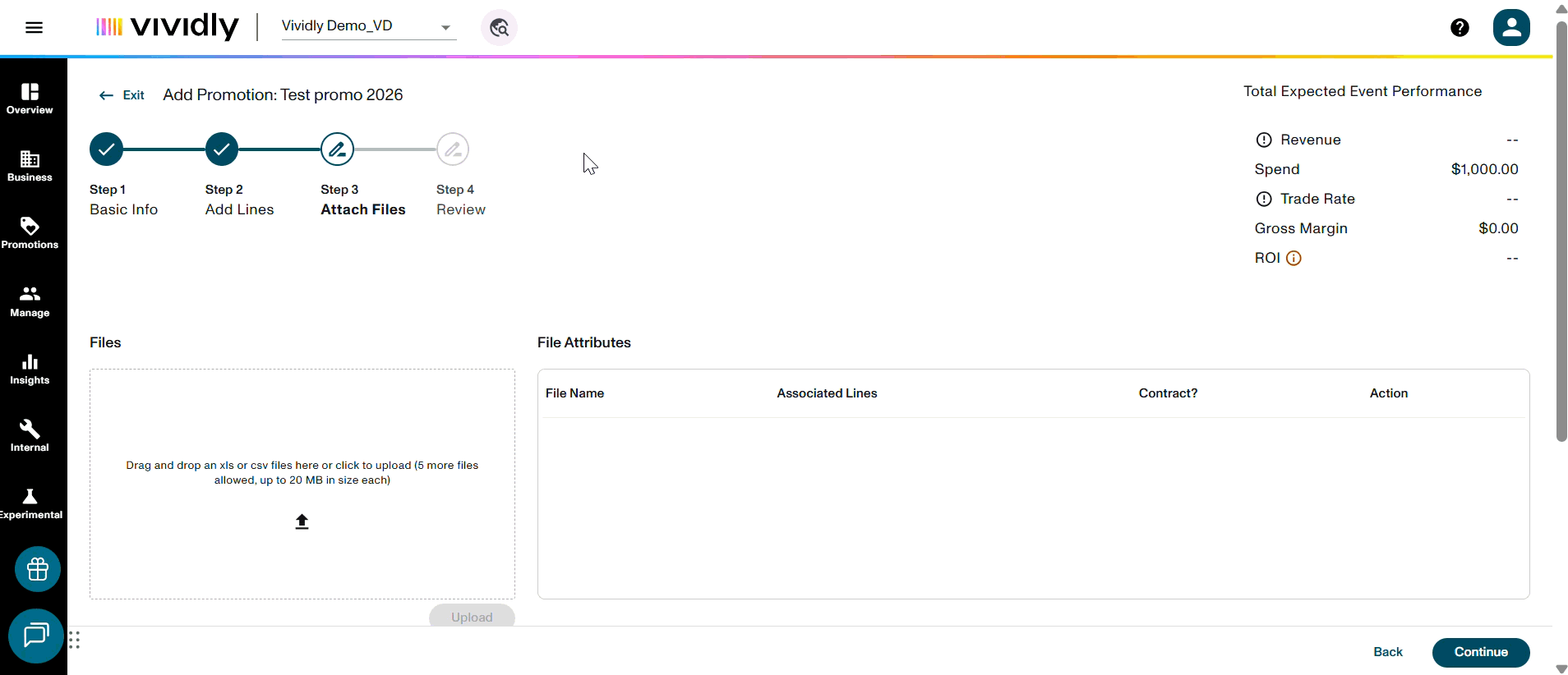 Old UI STEP 3 - PROMO UPLOAD